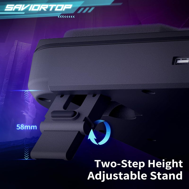 Brook Saviortop Gaming Laptop Cooling Pad – High-Speed 3500 RPM Laptop Cooler with Turbo Fan, RGB Cooling Stand for 10-19 Inch Laptops, Touch Control, USB-C Hub, Adjustable Height, Quiet Cooling Fan - Image 3